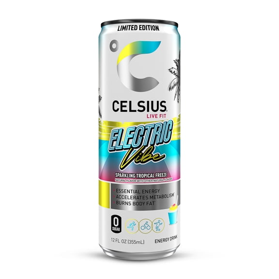 CELSIUS PLAYA VIBE Sparkling Pina Colada, Sugar Free Energy Drink, 12 Fl Oz