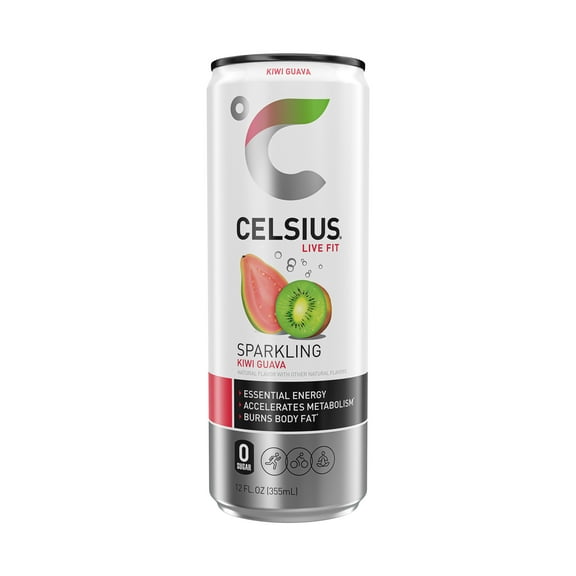 CELSIUS Sparkling Kiwi Guava, Sugar Free Energy Drink, 12 Fl Oz