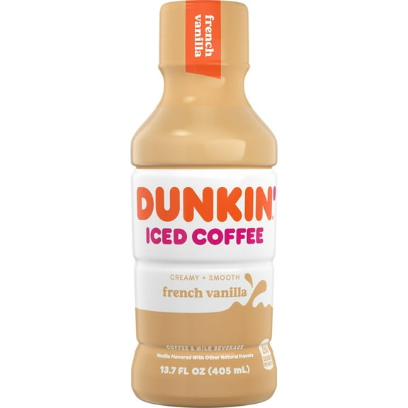 Dunkin' French Vanilla Iced Coffee bottle, 13.7 fl oz