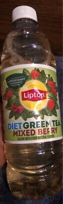 Lipton Zero Sugar Iced Tea, Green Tea Mixed Berry, 16.9 fl oz bottle, 100% DV Vitamin C