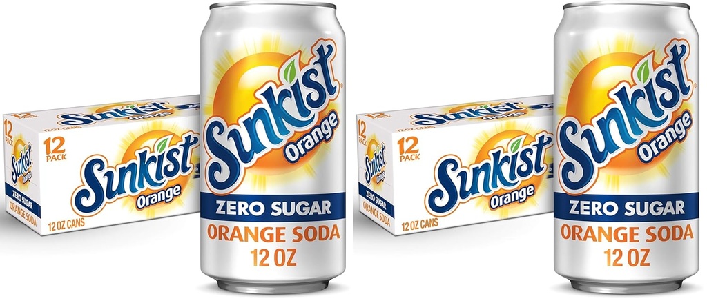 Sunkist Zero Sugar Orange Soda, 12 fl oz can