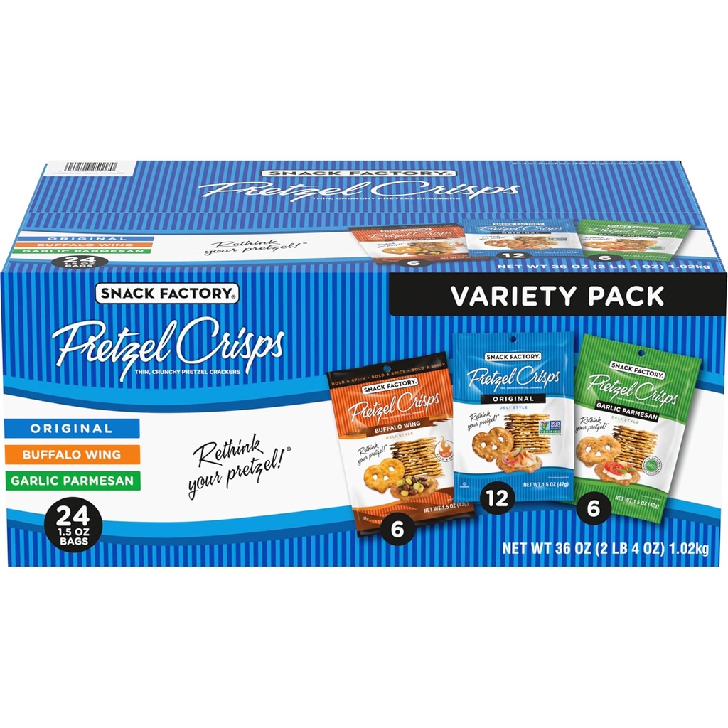 Snack Factory Pretzel Crisps, Variety Pack