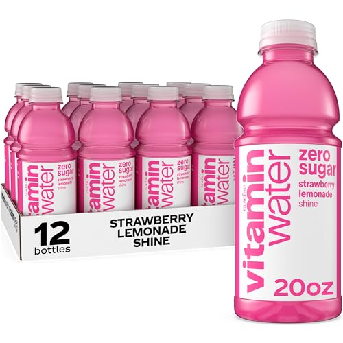 vitaminwater Shine Strawberry Lemonade Zero Sugar, Flavored Water Beverage, 20 fl oz bottle