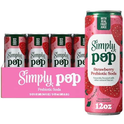 Simply POP Prebiotic Soda Strawberry can, 12 fl oz