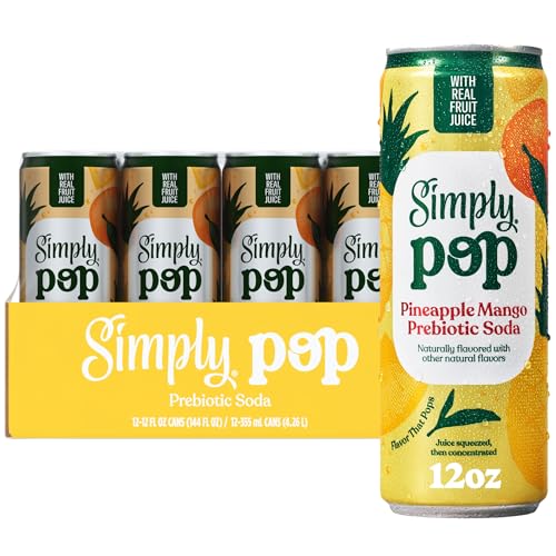 Simply POP Prebiotic Soda Pineapple Mango can, 12 fl oz