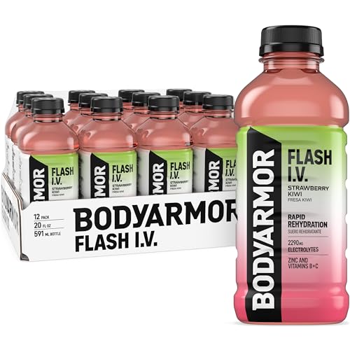BODYARMOR Flash I.V. Electrolyte Beverage, Strawberry Kiwi, 20 Fl Oz