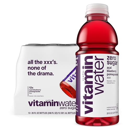 vitaminwater XXX Acai-Blueberry-Pomegranate Zero Sugar, Flavored Water Beverage, 20 fl oz bottle