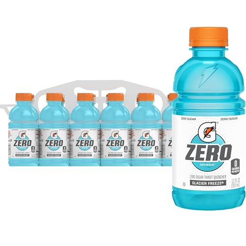 Gatorade Thirst Quencher Zero Sugar Sports Drink, Glacier Freeze, 12oz bottle, Electrolytes for Rehydration