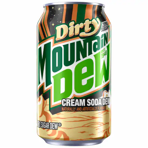 Mountain Dew Zero Sugar Soda Pop, Dirty Mountain Dew, Cream Soda Dew, 12 fl oz can, Pack), Zero Calories, Zero Sugar