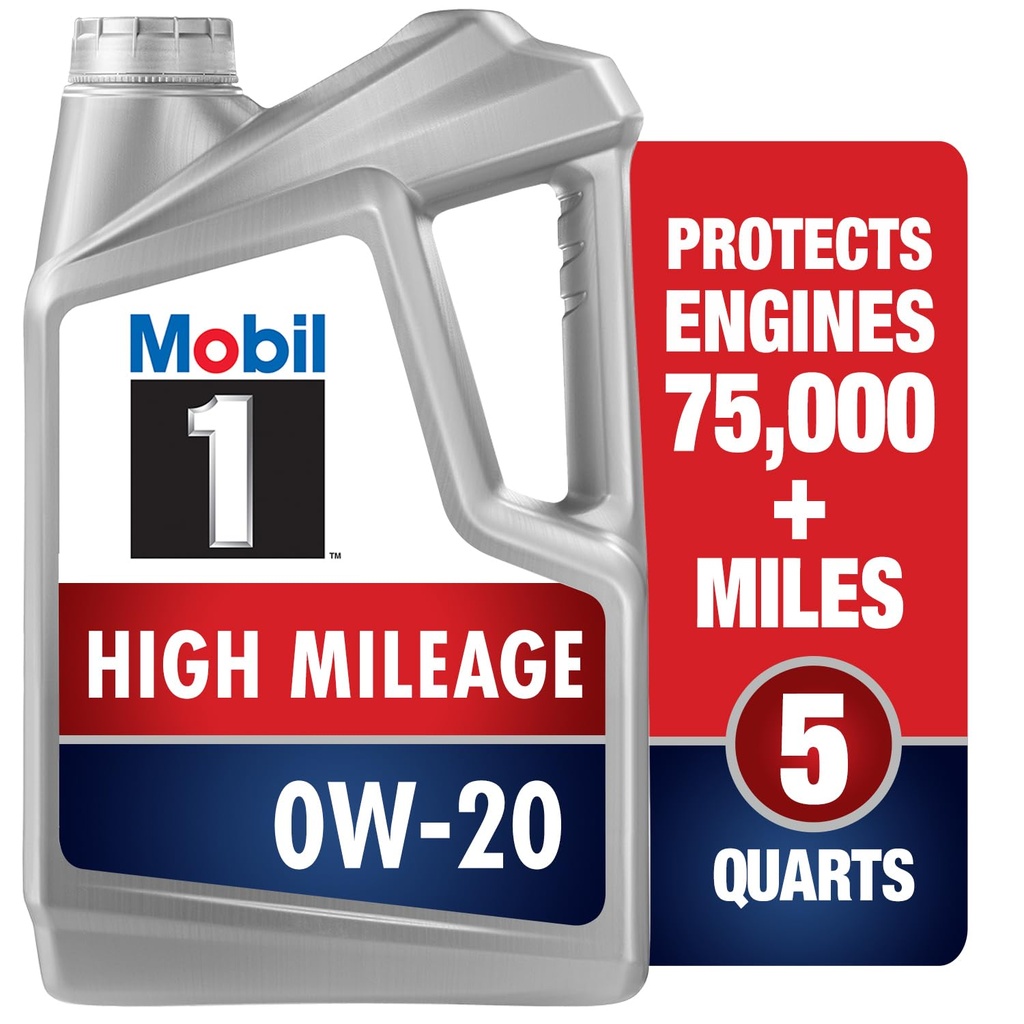 Mobil 1 High Mileage Motor Oil, 0W-20 1qt