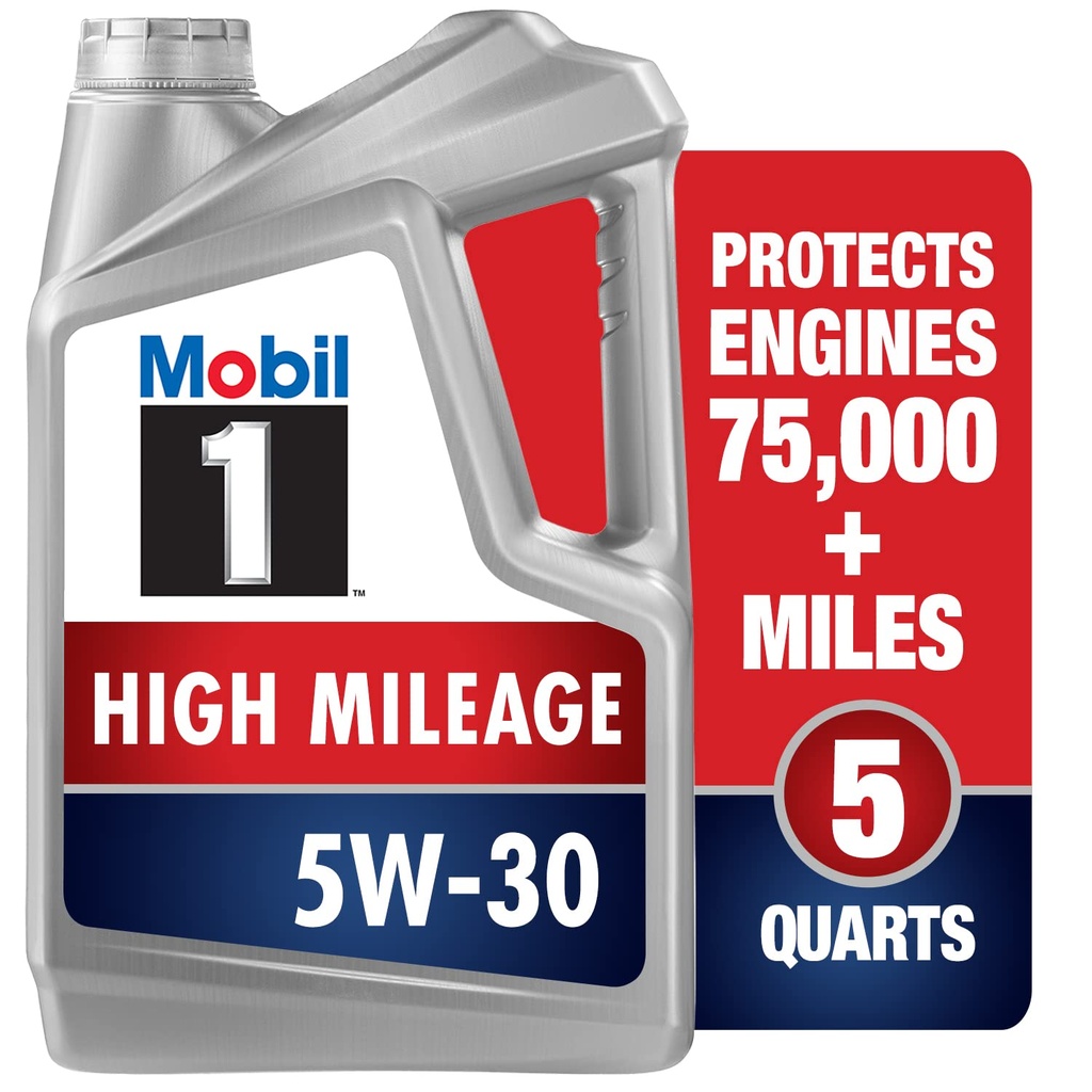 Mobil High Mileage Motor Oil, 5W-30 1qt