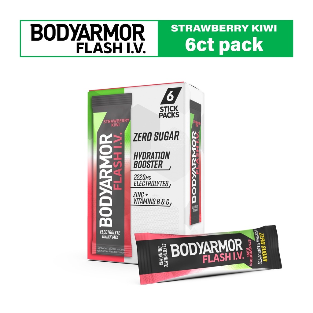 BODYARMOR Flash I.V. Zero Sugar + Caffeine, Pineapple Passionfruit Electrolyte Beverage, 20 Fl Oz