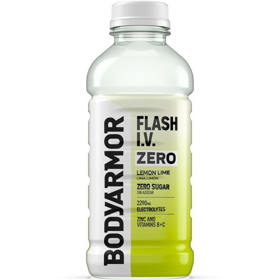 BODYARMOR Flash I.V. Zero Sugar Electrolyte Beverage, Lemon Lime, 20 Fl Oz