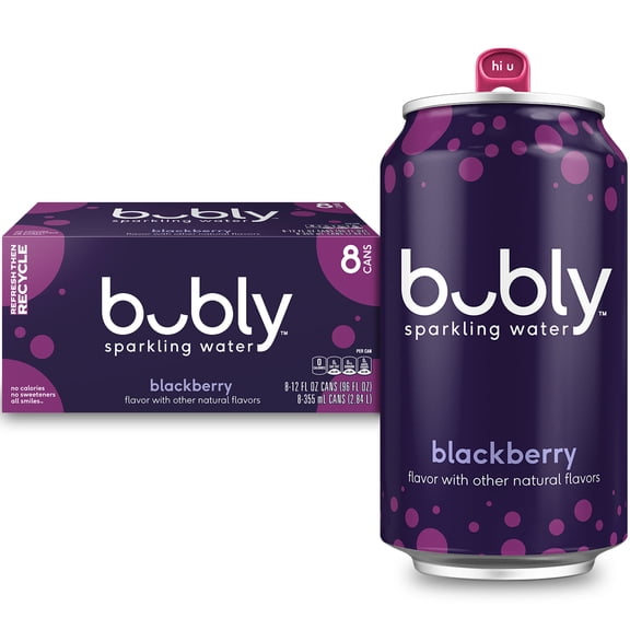 bubly Sparkling Water, The Super Mario Galaxy Movie Blackberry, Zero Sugar & Zero Calories, 12 Fl Oz can